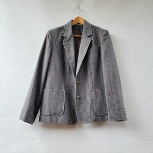 Jonathan Richard Vintage Gray Wool Women's Large Blazer Tan Academia Preppy